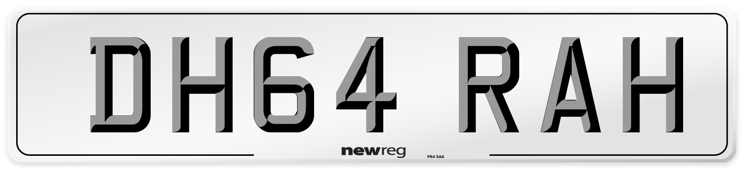 DH64 RAH Number Plate from New Reg